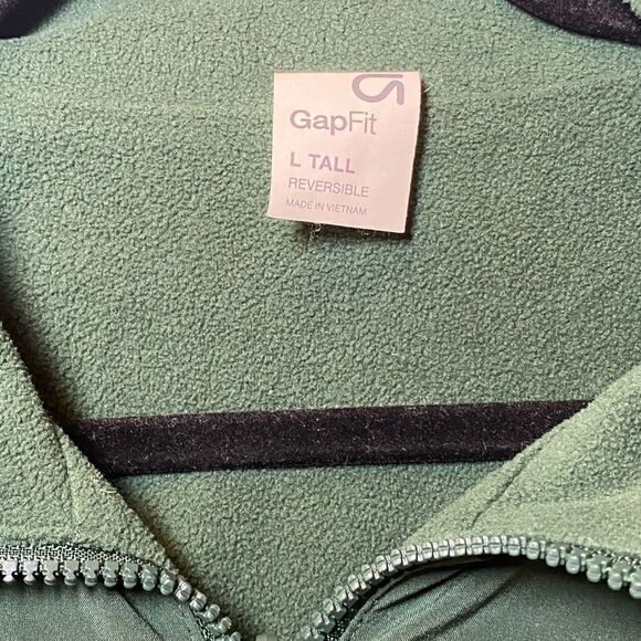 GapFit Reversible Recycled Half-Zip Windbreaker Pullover Green Women’s Large - Picture 4 of 7